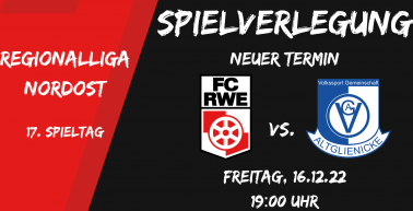 Spielverlegung FC RWE - VSG Altglienicke