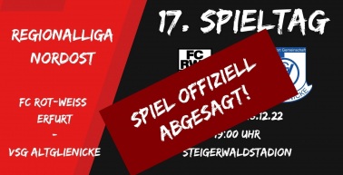 Spielabsage gegen VSG Altglienicke